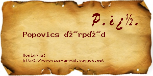Popovics Árpád névjegykártya