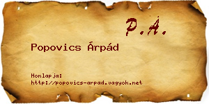 Popovics Árpád névjegykártya